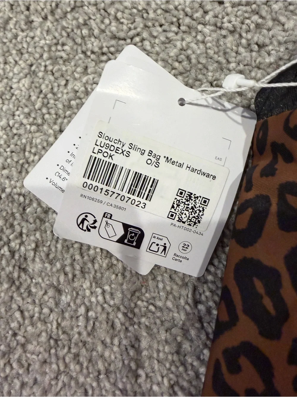 Lululemon NWT Slouchy Sling Bag 6L Gold Metal Hardware Leopard